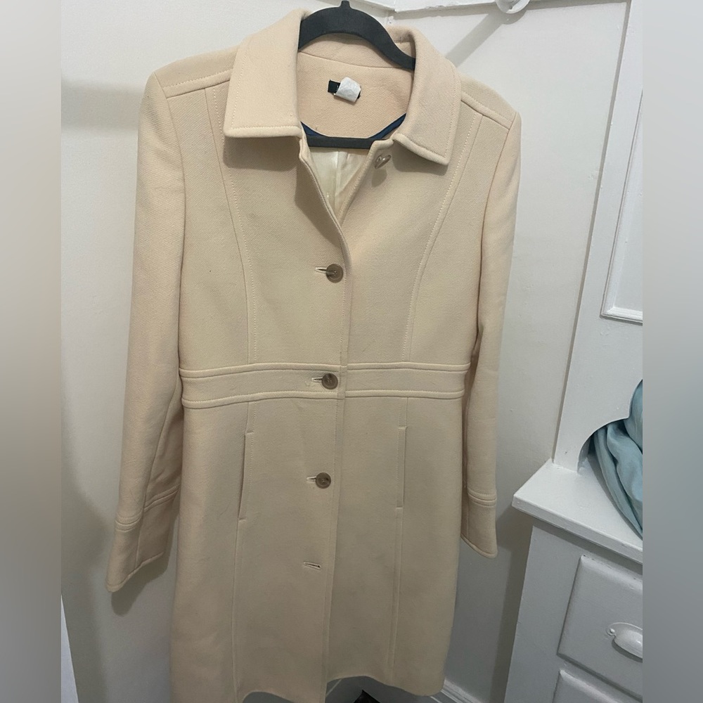 Beige vintage J Crew wool over coat